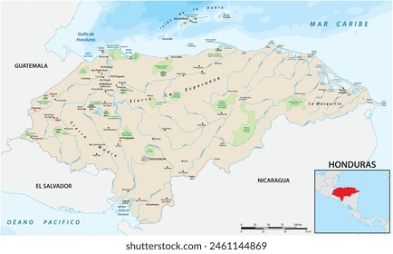 Vector map of the Central American state of Honduras