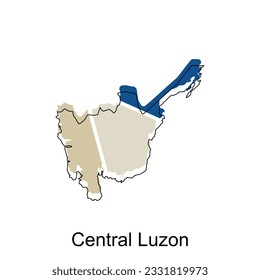 mapa vectorial de Luzon Central, esquema moderno, alto nivel de detalle de la ilustración de mapa de Filipinas, plantilla de diseño del vector
