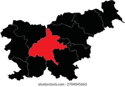 Mapa vetorial da região central da Eslovênia no mapa da Eslovênia