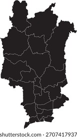 Vector Map of Central Thailand Isolated Silhouette