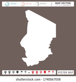Vector map of Chad Brown background and pins icon.