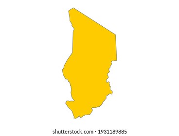 Vector map of Chad filled with the flag of the country, isolated on white background. Vector illustration suitable for digital editing and prints of all sizes.