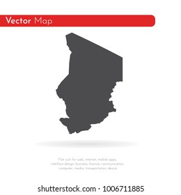 Vector map Chad. Isolated vector Illustration. Black on White background. EPS 10 Illustration.