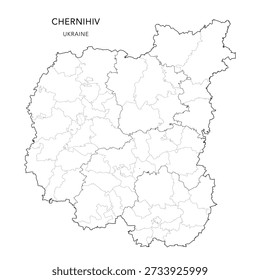 Vector Map of Chernihiv Oblast with Administrative Subdivisions of Raions (Districts), Hromadas (Communities), and Urban Raions (Urban Districts) of Cherkasy - Ukraine 2026