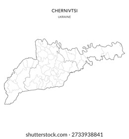 Vector Map of Chernivtsi Oblast with Administrative Subdivisions of Raions (Districts) and Hromadas (Communities) of Chernivtsi - Ukraine 2026