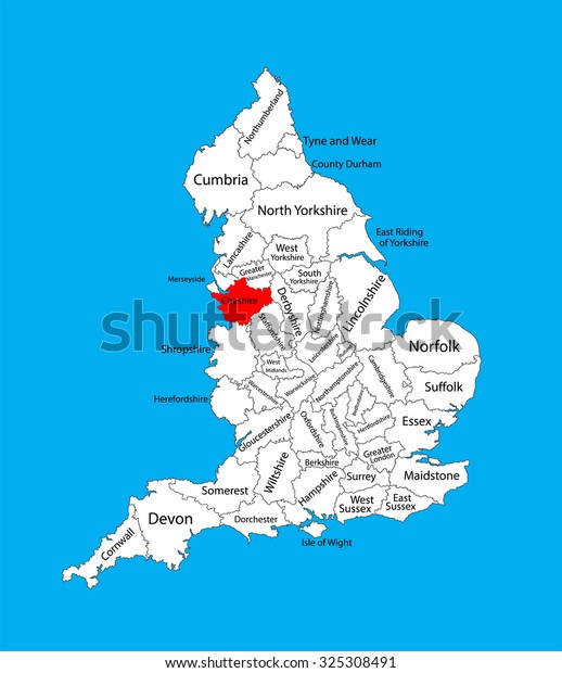 North West Yorkshire Map Vector Map Cheshire North West England Stock Vector (Royalty Free)  325308491 | Shutterstock