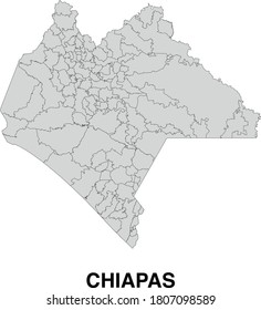 Mapa vectorial de Chiapas México dividido en municipios