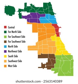 Vector map of the Chicago districts