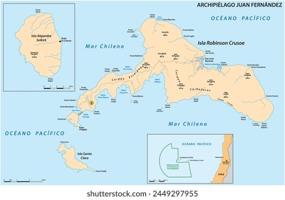 Vector map of the Chilean archipelago of Juan Fernandez Islands