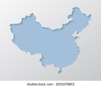 Vector map China with abstract shadow isolated on background. Template Asia country for pattern, design, illustration, backdrop. Creative concept outline, border, frontier map of the state China