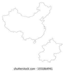 Map Black Outline China Stock Vector (Royalty Free) 1326004637 ...