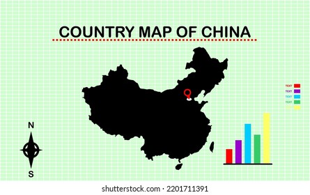 VECTOR MAP OF CHINA WITH GRID BACKGROUND. ACCOMPANYED WITH DIAGRAM GRAPHICS