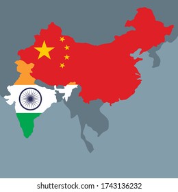 Vector Map Of China And India