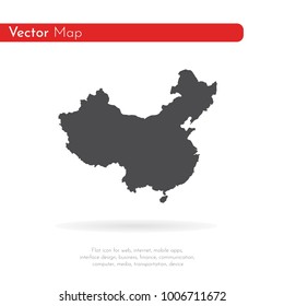 Vector map China. Isolated vector Illustration. Black on White background. EPS 10 Illustration.