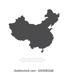 Vector map China. Isolated vector Illustration. Black on White background. EPS 10 Illustration.