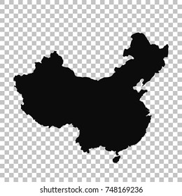 Vector map China. Isolated vector Illustration. Black on White background. EPS 10 Illustration.