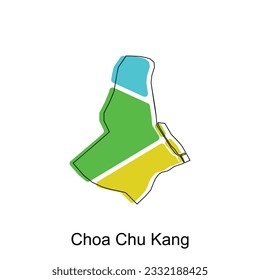 Vektorplan von Choa Chu Kang bunter Illustrationendesign auf weißem Hintergrund