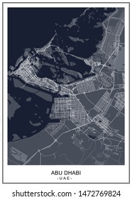 vector map of the city of Abu Dhabi, United Arab Emirates (UAE), Emirate of Abu Dhabi