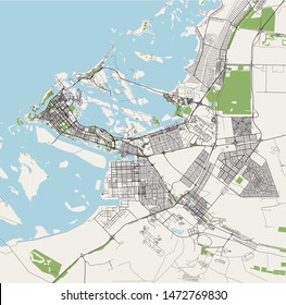 vector map of the city of Abu Dhabi, United Arab Emirates (UAE), Emirate of Abu Dhabi