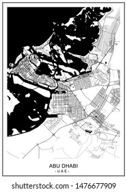 vector map of the city of Abu Dhabi, United Arab Emirates (UAE), Emirate of Abu Dhabi