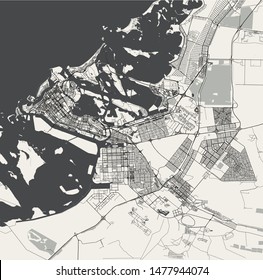 vector map of the city of Abu Dhabi, United Arab Emirates (UAE), Emirate of Abu Dhabi