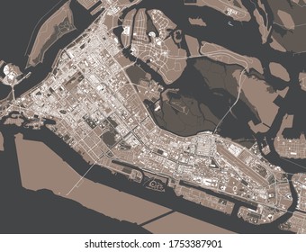 vector map of the city of Abu Dhabi, United Arab Emirates, UAE, Emirate of Abu Dhabi