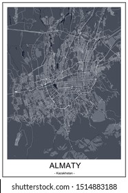 vector map of the city of Almaty, Kazakhstan