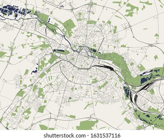 vector map of the city of Amiens, Somme, Hauts-de-France, France