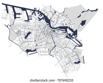 vector map of the city of Amsterdam, Netherlands