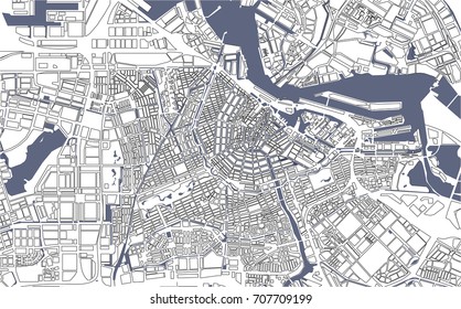 vector map of the city of Amsterdam, Netherlands