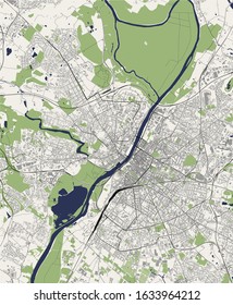 vector map of the city of Angers, Maine-et-Loire, Pays de la Loire, France