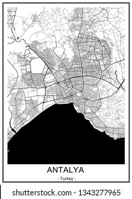 vector map of the city of Antalya, Turkey