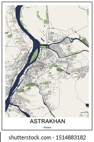 vector map of the city of Astrakhan, Russia