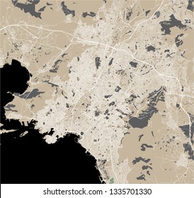 vector map of the city of Athens, Attica, Greece, Europe