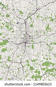 Vector Map Of The City Of Atlanta, USA