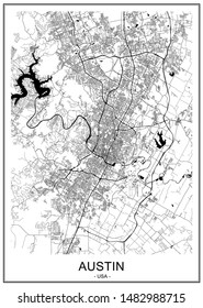 vector map of the city of Austin, Texas, USA