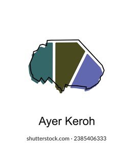 Vector Map City of Ayer Keroh design template, High detailed illustration Country in Asia