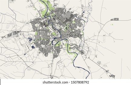 vector map of the city of Baghdad, Iraq