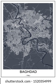 vector map of the city of Baghdad, Iraq