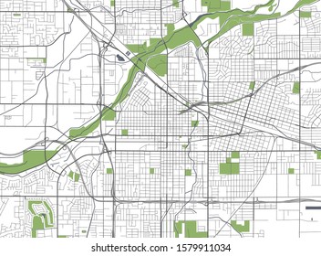 vector map of the city of Bakersfield, California, United States America