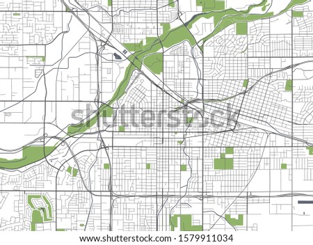vector map of the city of Bakersfield, California, United States America
