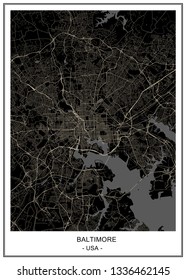 vector map of the city of Baltimore, Maryland, USA