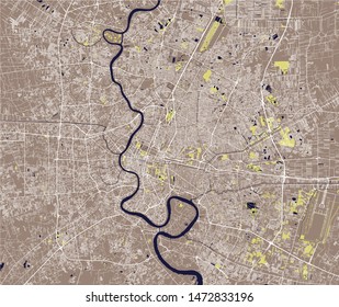 vector map of the city of Bangkok, Krung Thep Maha Nakhon, Kingdom of Thailand
