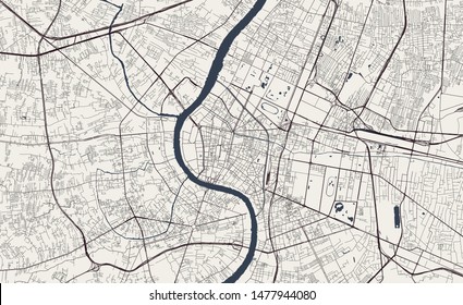 vector map of the city of Bangkok, Krung Thep Maha Nakhon, Kingdom of Thailand