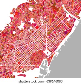 vector map of the city of Barcelona, Spain