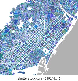 vector map of the city of Barcelona, Spain