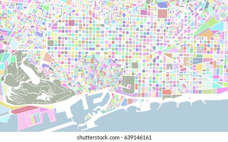 vector map of the city of Barcelona, Spain
