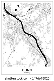 vector map of the city of Bonn, Germany, North Rhine-Westphalia, Cologne