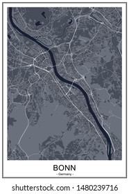 vector map of the city of Bonn, Germany, North Rhine-Westphalia, Cologne