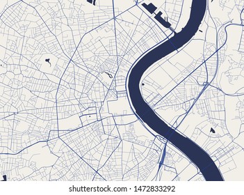 vector map of the city of Bordeaux, France, Nouvelle-Aquitaine, Gironde